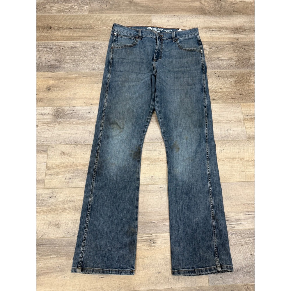 Wrangler Retro Relaxed Boot Mens Jeans 34x34 Blue Denim 10WRT20FL Mid Wash
